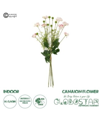 GloboStar® Artificial Garden PINK CANAION FLOWER BOUQUET 21327 Τεχνητό Διακοσμητικό Μπουκέτο Ροζ Κάννα Y60cm